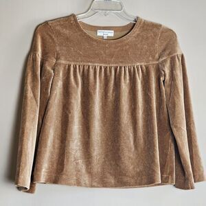 Madewell Texture & Thread Warm Hickory Corduroy Swing Top‎ Sweater XS Soft Boxy